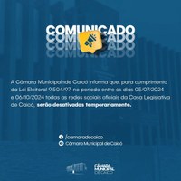 CMC desativa temporariamente redes sociais durante período eleitoral